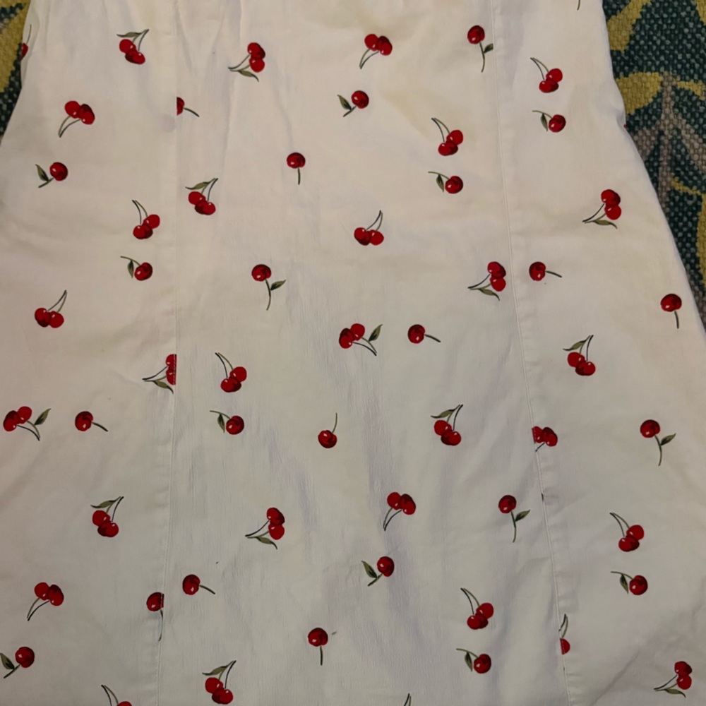 Abercrombie & Fitch Cherry Print Linen Mini Dress Women's Medium Romper - Picture 7 of 7